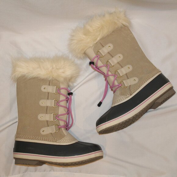 NEW YOUTH 6 WOMEN'S 7.5-8 SOREL JOAN OF ARTIC TALL WINTER LEATHER BOOTS‎ TAN - Picture 1 of 7